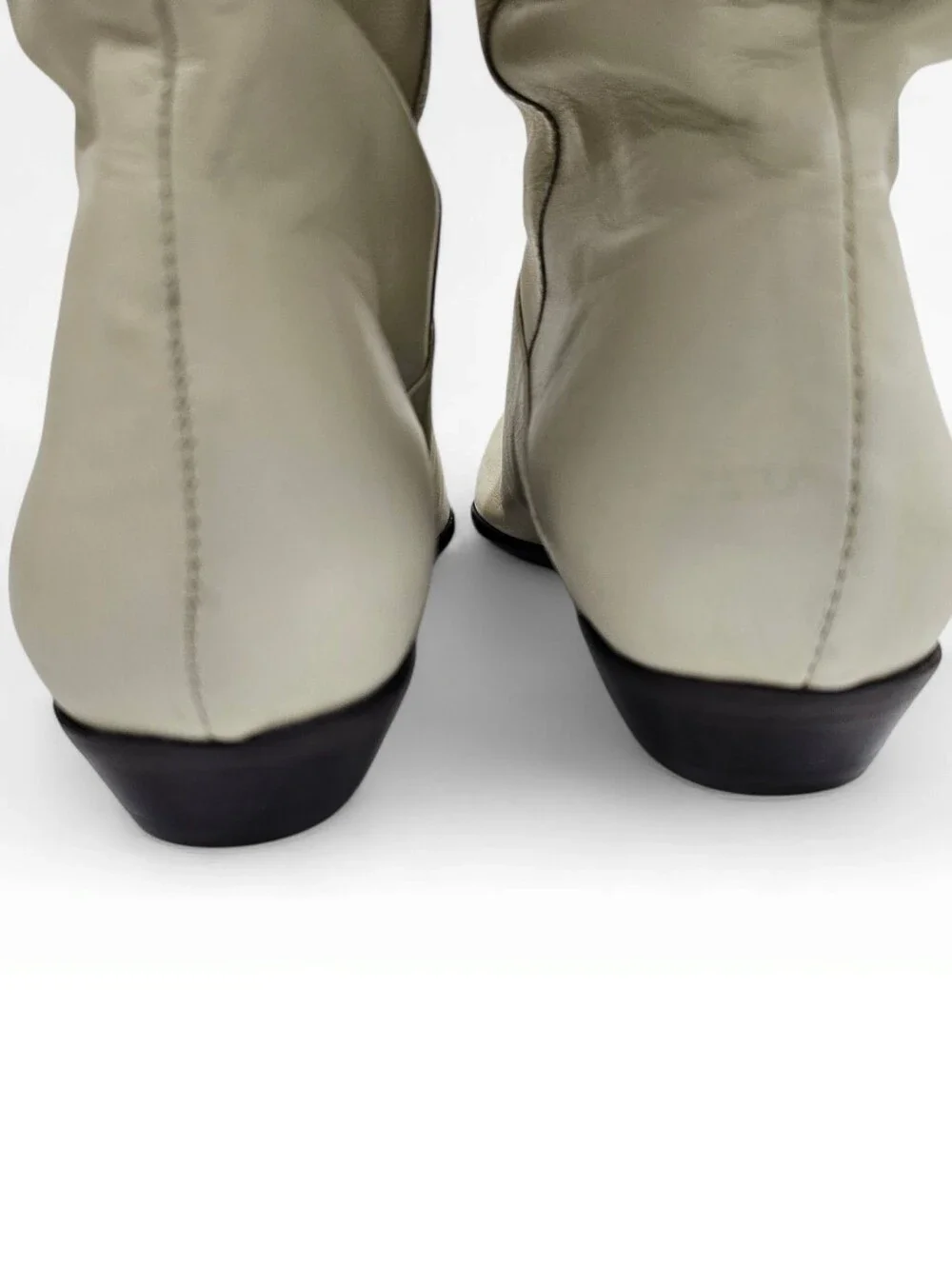 Vintage 80s Women Cream Leather Slouch Flat Boots 8M Made in Brazil